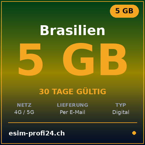 eSIM Brasile – 5 GB / 30 giorni — eSIM Datenpaket kaufen, sofort per E-Mail | eSIMProfi24