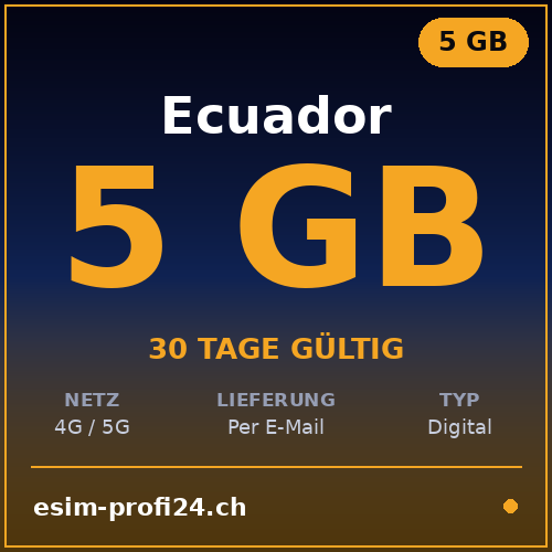 eSIM Équateur – 5 Go / 30 jours — eSIM Datenpaket kaufen, sofort per E-Mail | eSIMProfi24