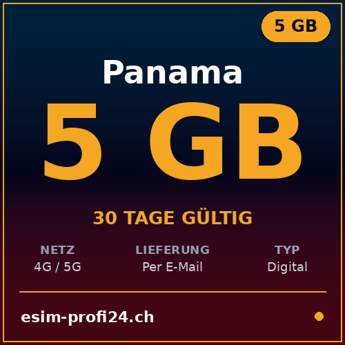 eSIM Panama – 5 GB / 30 giorni — eSIM Datenpaket kaufen, sofort per E-Mail | eSIMProfi24