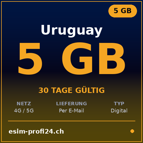 eSIM Uruguay – 5 Go / 30 jours — eSIM Datenpaket kaufen, sofort per E-Mail | eSIMProfi24