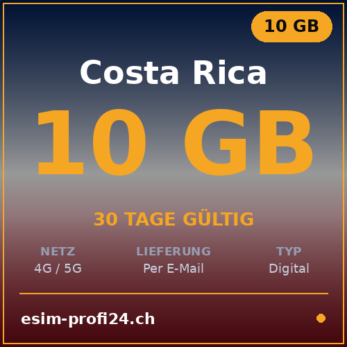 eSIM Costa Rica – 10 GB / 30 giorni