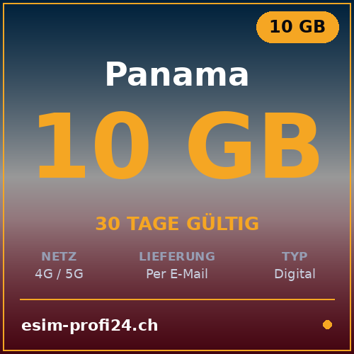 eSIM Panama – 10 Go / 30 jours — eSIM Datenpaket kaufen, sofort per E-Mail | eSIMProfi24