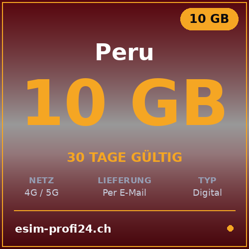 eSIM Pérou – 10 Go / 30 jours