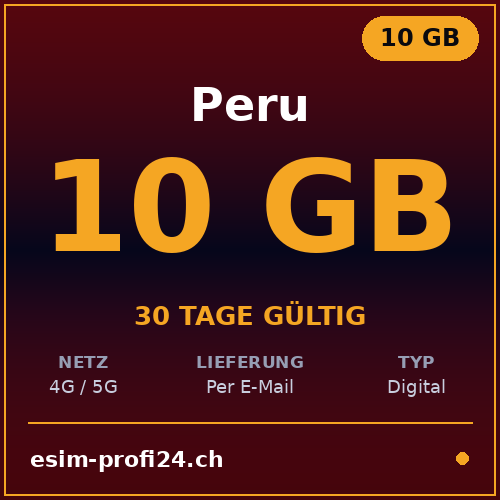 eSIM Peru – 10 GB / 30 Tage — eSIM Datenpaket kaufen, sofort per E-Mail | eSIMProfi24