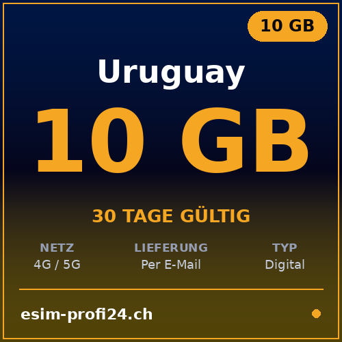 eSIM Uruguay – 10 Go / 30 jours — eSIM Datenpaket kaufen, sofort per E-Mail | eSIMProfi24