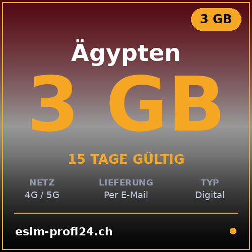 eSIM Egitto – 3 GB / 15 giorni — eSIM Datenpaket kaufen, sofort per E-Mail | eSIMProfi24
