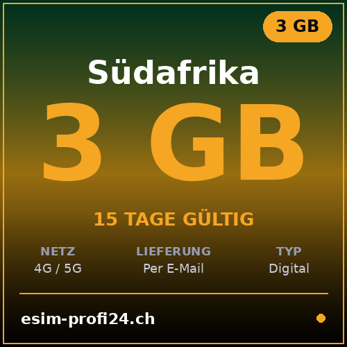 eSIM Afrique du Sud – 3 Go / 15 jours — eSIM Datenpaket kaufen, sofort per E-Mail | eSIMProfi24