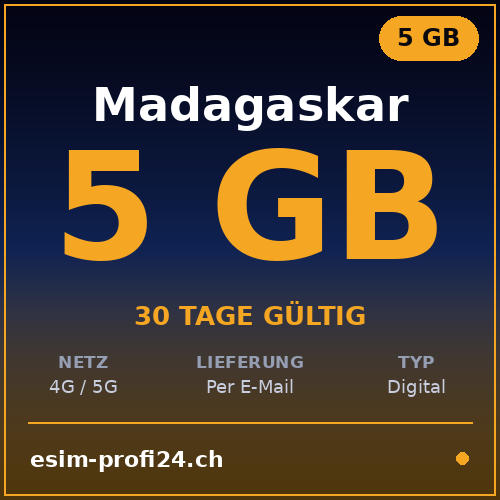 eSIM Madagascar – 5 GB / 30 giorni — eSIM Datenpaket kaufen, sofort per E-Mail | eSIMProfi24
