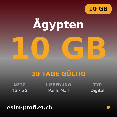 eSIM Ägypten – 10 GB / 30 Tage — eSIM Datenpaket kaufen, sofort per E-Mail | eSIMProfi24