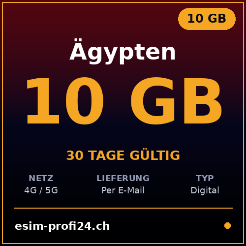 eSIM Égypte – 10 Go / 30 jours — eSIM Datenpaket kaufen, sofort per E-Mail | eSIMProfi24