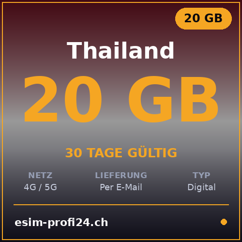 eSIM Thaïlande – 20 Go / 30 jours — eSIM Datenpaket kaufen, sofort per E-Mail | eSIMProfi24
