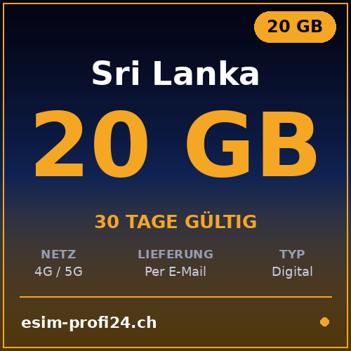 eSIM Sri Lanka – 20 GB / 30 giorni