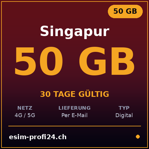 eSIM Singapur – 50 GB / 30 Tage — eSIM Datenpaket kaufen, sofort per E-Mail | eSIMProfi24