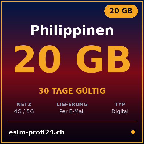 eSIM Philippinen – 20 GB / 30 Tage