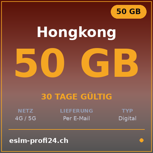 eSIM Hong Kong – 50 Go / 30 jours — eSIM Datenpaket kaufen, sofort per E-Mail | eSIMProfi24