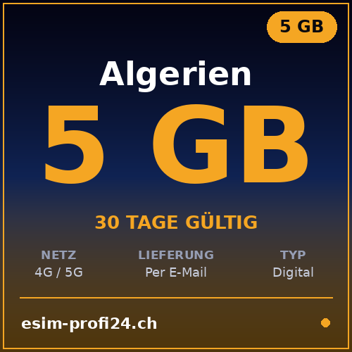 eSIM Algeria – 5 GB / 30 days — eSIM Datenpaket kaufen, sofort per E-Mail | eSIMProfi24