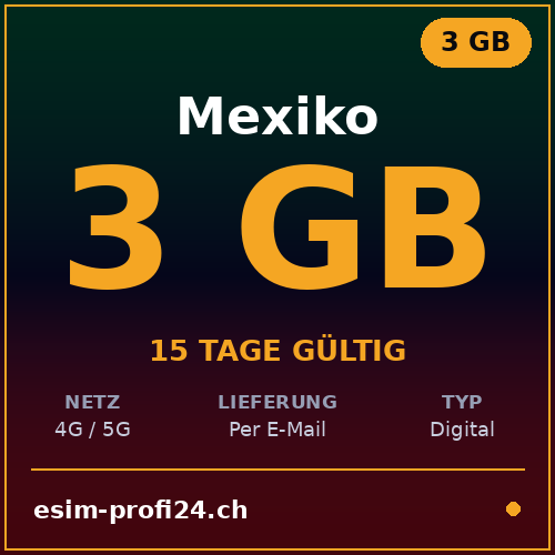 eSIM Mexique – 3 Go / 15 jours