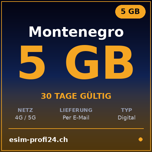 eSIM Montenegro – 5 GB / 30 giorni