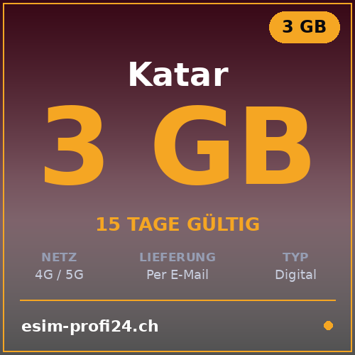 eSIM Qatar – 3 GB / 15 giorni — eSIM Datenpaket kaufen, sofort per E-Mail | eSIMProfi24