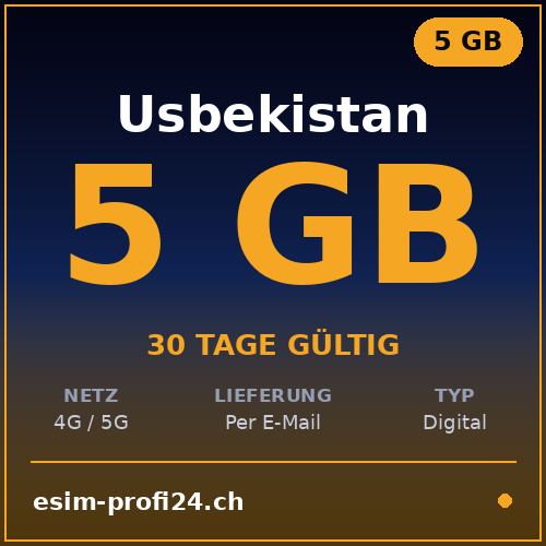 eSIM Uzbekistan – 5 GB / 30 giorni — eSIM Datenpaket kaufen, sofort per E-Mail | eSIMProfi24