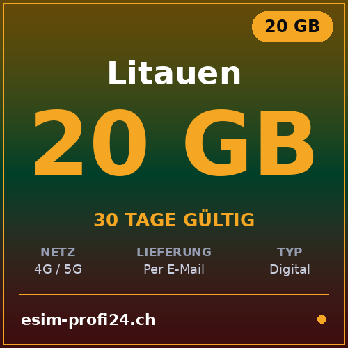 eSIM Lituania – 20 GB / 30 giorni