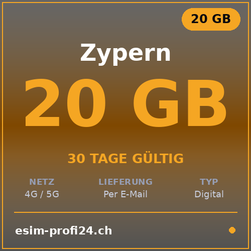 eSIM Zypern – 20 GB / 30 Tage — eSIM Datenpaket kaufen, sofort per E-Mail | eSIMProfi24