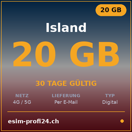 eSIM Islanda – 20 GB / 30 giorni