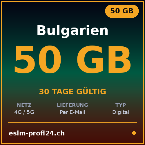 eSIM Bulgarie – 50 Go / 30 jours — eSIM Datenpaket kaufen, sofort per E-Mail | eSIMProfi24
