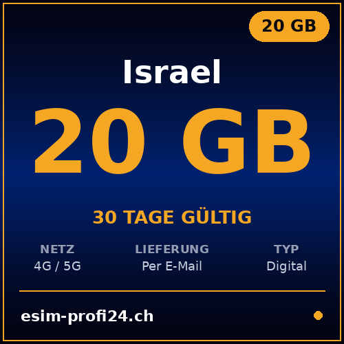 eSIM Israël – 20 Go / 30 jours — eSIM Datenpaket kaufen, sofort per E-Mail | eSIMProfi24