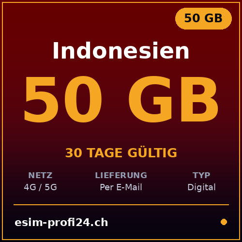 eSIM Indonesia – 50 GB / 30 giorni