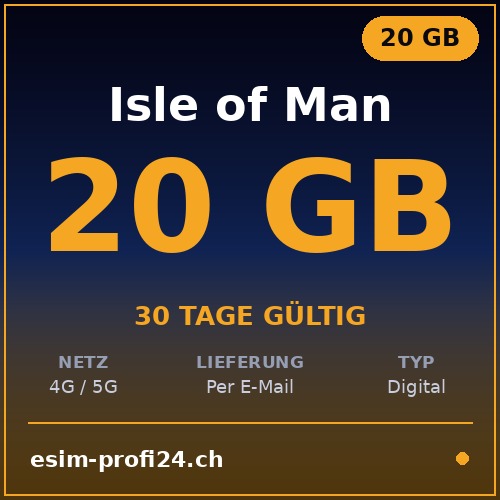 eSIM Île de Man – 20 Go / 30 jours
