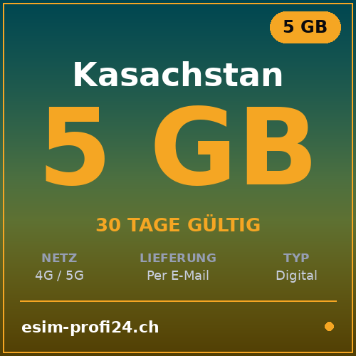 eSIM Kazakhstan – 5 Go / 30 jours — eSIM Datenpaket kaufen, sofort per E-Mail | eSIMProfi24