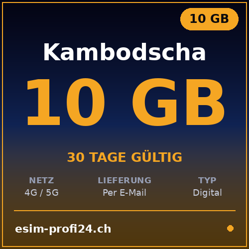 eSIM Cambodge – 10 Go / 30 jours — eSIM Datenpaket kaufen, sofort per E-Mail | eSIMProfi24