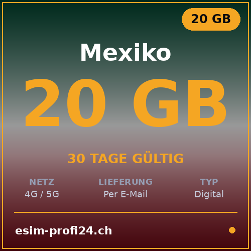 eSIM Messico – 20 GB / 30 giorni — eSIM Datenpaket kaufen, sofort per E-Mail | eSIMProfi24