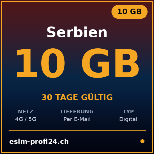 eSIM Serbie – 10 Go / 30 jours — eSIM Datenpaket kaufen, sofort per E-Mail | eSIMProfi24