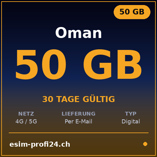 eSIM Oman – 50 Go / 30 jours — eSIM Datenpaket kaufen, sofort per E-Mail | eSIMProfi24