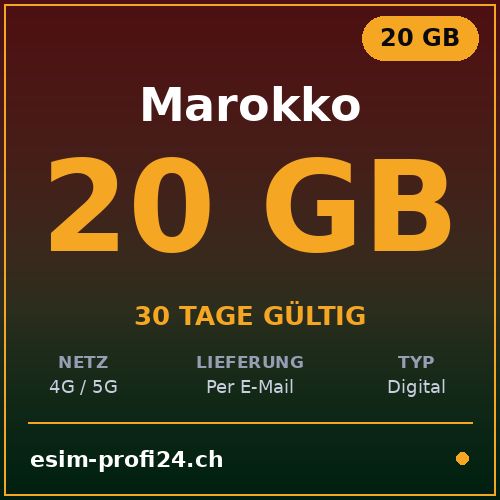 eSIM Marocco – 20 GB / 30 giorni