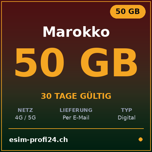 eSIM Maroc – 50 Go / 30 jours — eSIM Datenpaket kaufen, sofort per E-Mail | eSIMProfi24