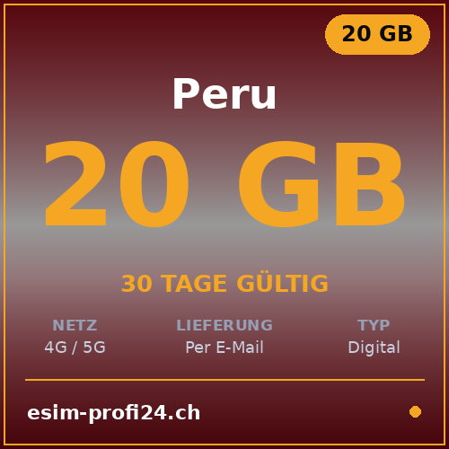 eSIM Perù – 20 GB / 30 giorni