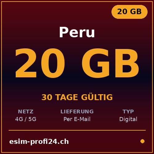 eSIM Peru – 20 GB / 30 days — eSIM Datenpaket kaufen, sofort per E-Mail | eSIMProfi24
