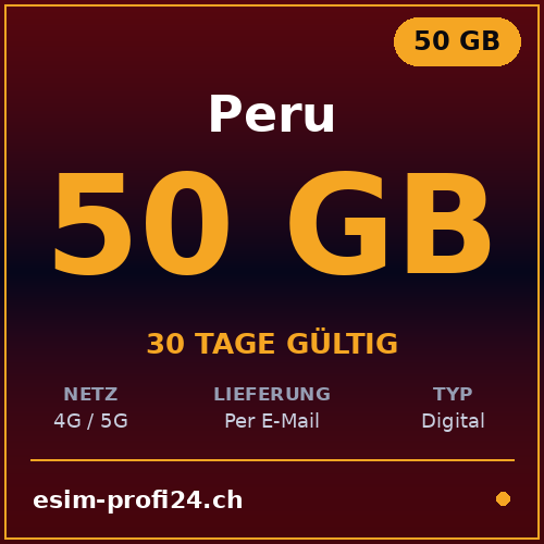eSIM Perù – 50 GB / 30 giorni — eSIM Datenpaket kaufen, sofort per E-Mail | eSIMProfi24
