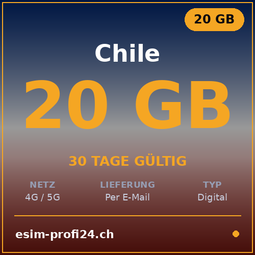 eSIM Chili – 20 Go / 30 jours — eSIM Datenpaket kaufen, sofort per E-Mail | eSIMProfi24