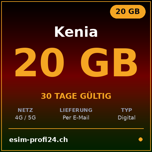 eSIM Kenya – 20 GB / 30 giorni