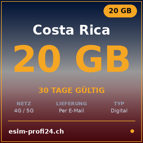 eSIM Costa Rica – 20 GB / 30 Tage