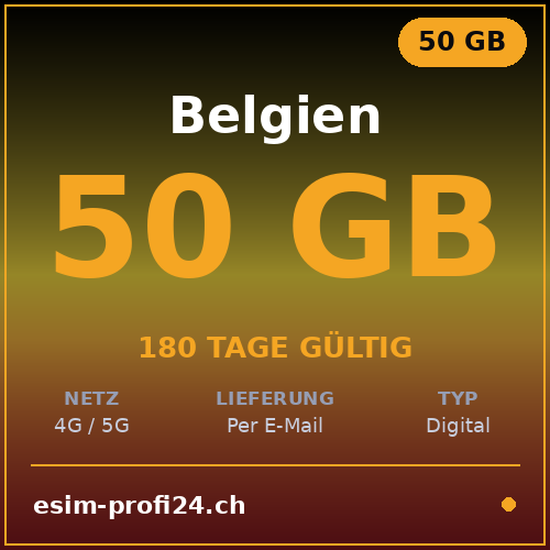 eSIM Belgique – 50 Go / 180 jours
