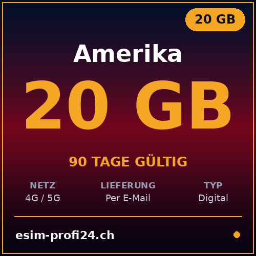 eSIM North America – 3 countries – 20 GB / 90 days — eSIM Datenpaket kaufen, sofort per E-Mail | eSIMProfi24
