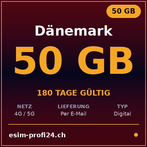 eSIM Danemark – 50 Go / 180 jours — eSIM Datenpaket kaufen, sofort per E-Mail | eSIMProfi24