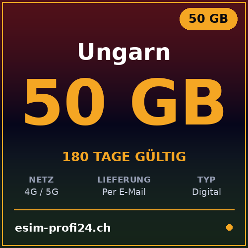 eSIM Ungheria – 50 GB / 180 giorni — eSIM Datenpaket kaufen, sofort per E-Mail | eSIMProfi24