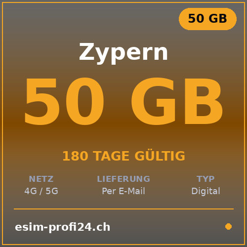 eSIM Chypre – 50 Go / 180 jours — eSIM Datenpaket kaufen, sofort per E-Mail | eSIMProfi24