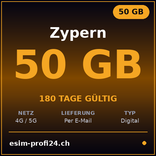 eSIM Cipro – 50 GB / 180 giorni — eSIM Datenpaket kaufen, sofort per E-Mail | eSIMProfi24
